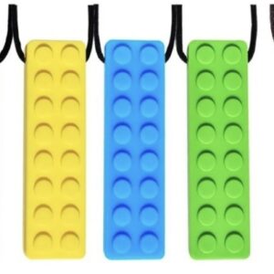 Collar mordillo - Ladrillo amarillo con cuerda rosa