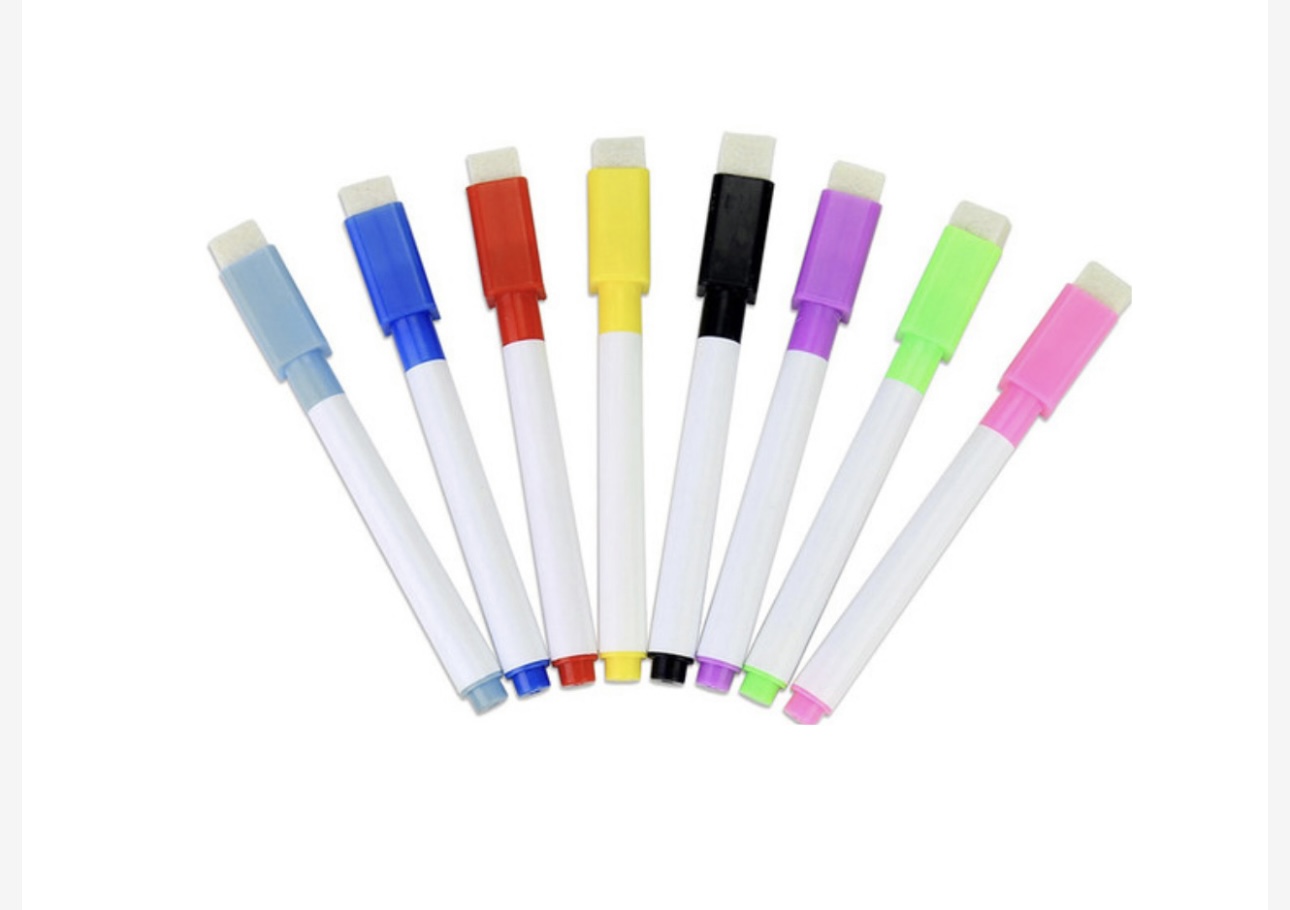 Set x 8 marcadores de colores para pizarra con goma